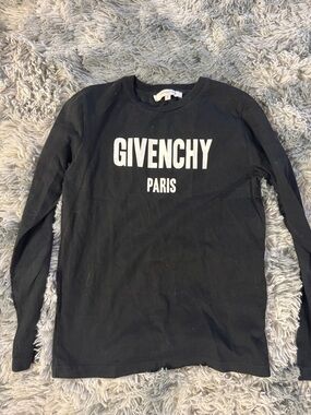 Givenchy Black Long Sleeve Crewneck with White Logo
